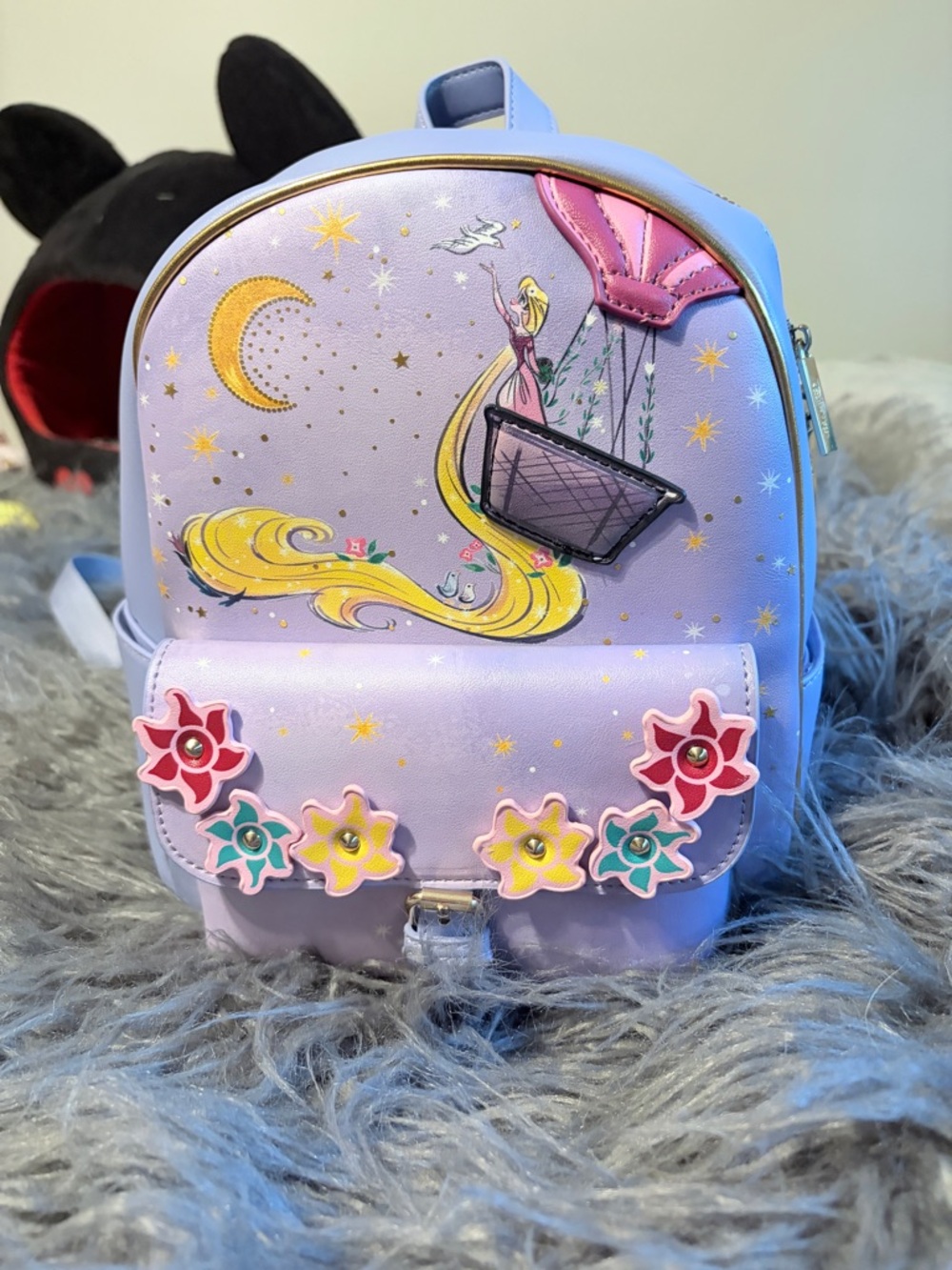 Danielle Nicole Lavender Rapunzel Fairy Tale Mini Backpack with Floral Appliqués